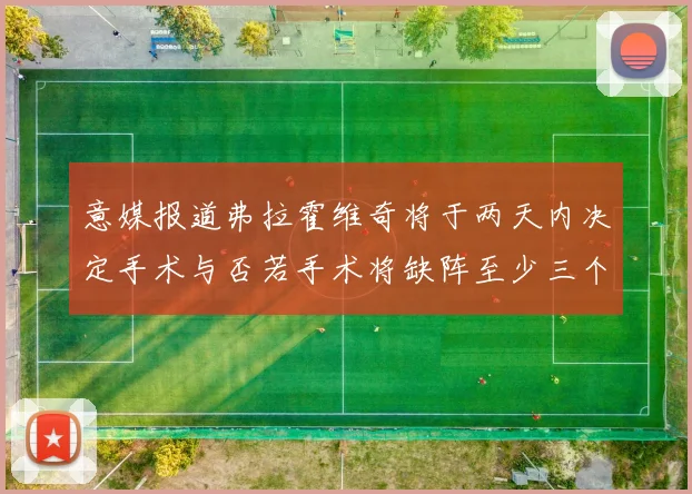 意媒报道弗拉霍维奇将于两天内决定手术与否若手术将缺阵至少三个月